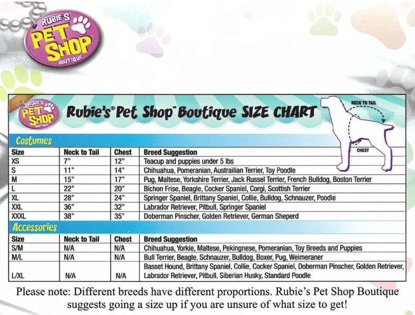 Rubies Pet Size Chart Video